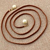 Imitation Leather Braided Belly Belt with Plastic Imitation Pearl Round Bead WG11EBA-08-3