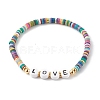 Polymer Clay Heishi Beads Stretch Bracelets Sets for Valentine's Day BJEW-JB06298-02-5