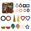 Beadthoven 120Pcs 20 Style Painted Wood Pendants/Links/Cabochons/Bead WOOD-BT0001-05-8