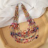 Bohemia Style Glass Seed Bead Multi-strand Necklaces NJEW-H063-01P-01-1