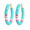 Basketball Wives Style Brass Heishi Beaded Hoop Earrings EJEW-JE04083-04-1