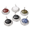 Mixed Gemstone Pendants with Hollow Platinum Brass Findings G-P448-A-2