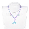 Plastic Imitation Pearl Stretch Bracelets and Necklace Jewelry Sets X-SJEW-JS01053-02-6