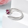 Brass Micro Pave Cubic Zirconia Cuff Open Rings for Women RJEW-L343-01P-04-3