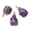 Natural Amethyst Carved Pendants G-H357-03G-09-1