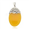 Oval Antique Silver Plated Alloy Resin Big Pendants PALLOY-J672-01AS-2