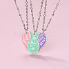 3Pcs Alloy Enamel Mom Daughter Heart Magnetic Pendant Necklace Sets for Mother's Day FS-WG5C723-02-2