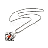 Alloy Skull with Plastic Dragon Eye Pendant Necklace NJEW-B084-01B-2