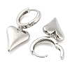 Rack Plating Brass Heart Dangle Hoop Earrings EJEW-Q779-01P-2