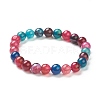 Natural Agate Beaded Stretch Bracelets BJEW-D446-C-05-2