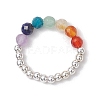 Natural Amethyst & Natural Lapis Lazuli & Natural Apatite & Natural Green Aventurine & Natural Citrine & Brass Beads Chakra Rings RJEW-TA00185-02-4