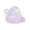 Transparent Resin Heart Links Connector Charms PALLOY-JF04449-02-4