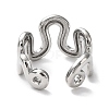 Rack Plating Brass Twist Wave Open Cuff Rings for Women RJEW-Q777-07P-3
