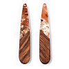 Transparent Resin & Walnut Wood Pendants X-RESI-N039-69D-3