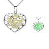 Zinc Alloy Hollow Heart Noctilucent Necklaces NJEW-BB03093-A-1