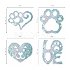 Custom Paw & Heart & Word Love Shape Waterproof PVC Laser Adhesive Stickers DIY-WH0256-004-3