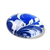 Blue and White Floral Printed Glass Cabochons X-GGLA-A002-18mm-XX-4