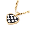 Heart with Lattice Pattern Acrylic Pendant Necklace NJEW-G074-14G-1