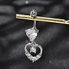 Alloy Crystal Rhinestone Dangle Curved Barbell Belly Rings LS-AJEW-R007-04P-06-1