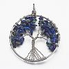 Natural Dyed Lapis Lazuli Bead Brass Wire Wrapped Big Pendants KK-L136-01H-NR-2