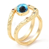 Resin Evil Eye Open Cuff Ring with Cubic Zirconia RJEW-E069-02G-2