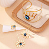 Hollow Out Evil Eye Alloy Resin Cuff Bangles & Cuff Rings & Stud Earrings Sets FS-WG3F92B-01-1