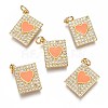 Brass Micro Pave Clear Cubic Zirconia Pendants ZIRC-B002-30G-I-1