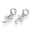 Platinum Rack Plating Alloy Rhinestone European Dangle Charms PALLOY-T048-36P-Y-2