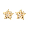 Flower Brass Micro Pave Clear Cubic Zirconia Stud Earrings EJEW-F400-01D-G-2