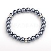 Glass Pearl Round Beads Stretch Bracelets BJEW-JB01544-03-1