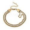 304 Stainless Steel & Rhinestone Rope Chain Double Layer Bracelets for Women BJEW-F540-07G-4