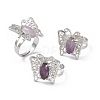 Gemstone Butterfly Adjustable Ring RJEW-H133-02-5