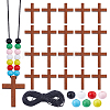 DIY Round & Cross Pendant Necklace Making Kits DIY-DC0004-02B-1