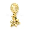 Rack Plating Brass Pave Colorful Cubic Zirconia Flower European Dangle Charms KK-Z067-34G-1