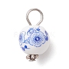 Handmade Flower Printed Porcelain Ceramic Pendants PALLOY-JF03928-4
