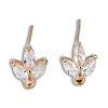 Brass Pave Clear Cubic Zirconia Stud Earring Findings KK-N235-041-3