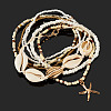 2 Bags Summer Beach Glass Seed Beaded & Natural Shell & Alloy Starfish Charm Anklet Sets AJEW-TA0003-69F-3