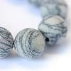 Frosted Natural Black Silk Stone/Netstone Round Bead Strands G-E334-6mm-25-4