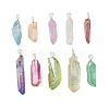 Electroplated Natural Quartz Crystal Pendants PALLOY-JF02797-1