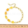 Natural Amber Rectangle Beads Link Bracelets BJEW-JB13668-4