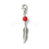 Alloy Feather Pendant Decorations HJEW-JM01379-01-4