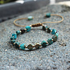 Bohemian Dyed Natural Imperial Jasper Heart Bead Braided Bead Bracelets for Women FS-WG782CA-02-1