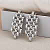 Hollow Hexagon Brass Stud Earrings for Women EJEW-G391-12P-1