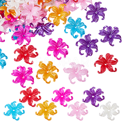 70Pcs 7 Colors Opaque Acrylic Bead Caps OACR-DC0001-51-1