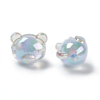 UV Plating Rainbow Iridescent Acrylic Beads OACR-H015-11-1