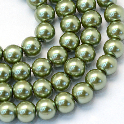 Baking Paint Pearlized Glass Pearl Round Bead Strands HY-Q003-6mm-49-1