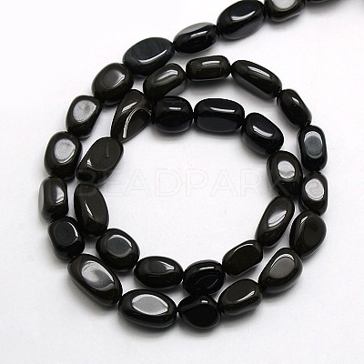 Natural Obsidian Nuggets Beads Strands X-G-L154-16-1