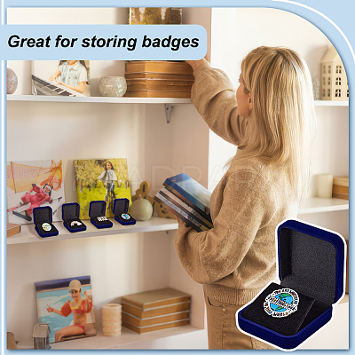 Flocking Plastic Badge Storage Box CON-WH0105-04A-1