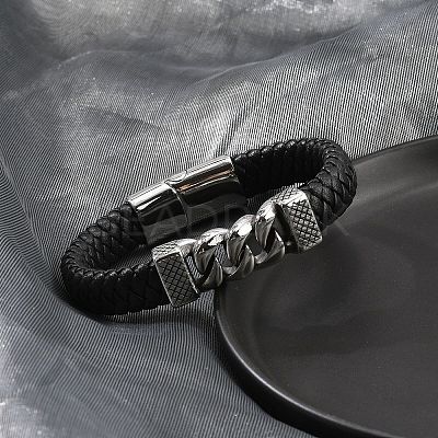 Braided Leather Cord Bracelets for Men BJEW-Z081-18P-1