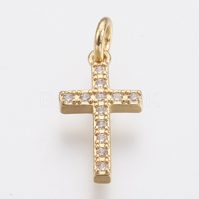 Brass Micro Pave Cubic Zirconia Pendants ZIRC-F083-008G-RS-1